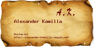 Alexander Kamilla névjegykártya